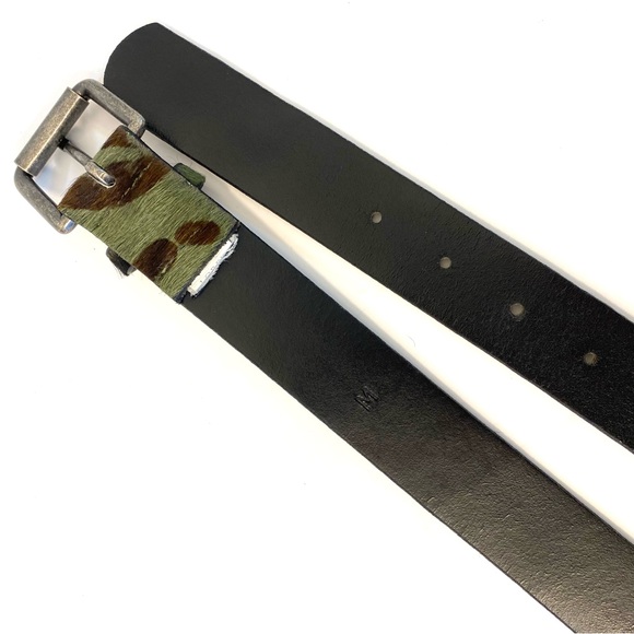 J CREW Italian Leather Calf Hair Camouflage Print Belt - Picture 5 of 7